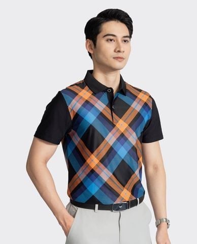  ARISTINO BUSINESS - Áo polo nam cổ bẻ tay ngắn kẻ caro 