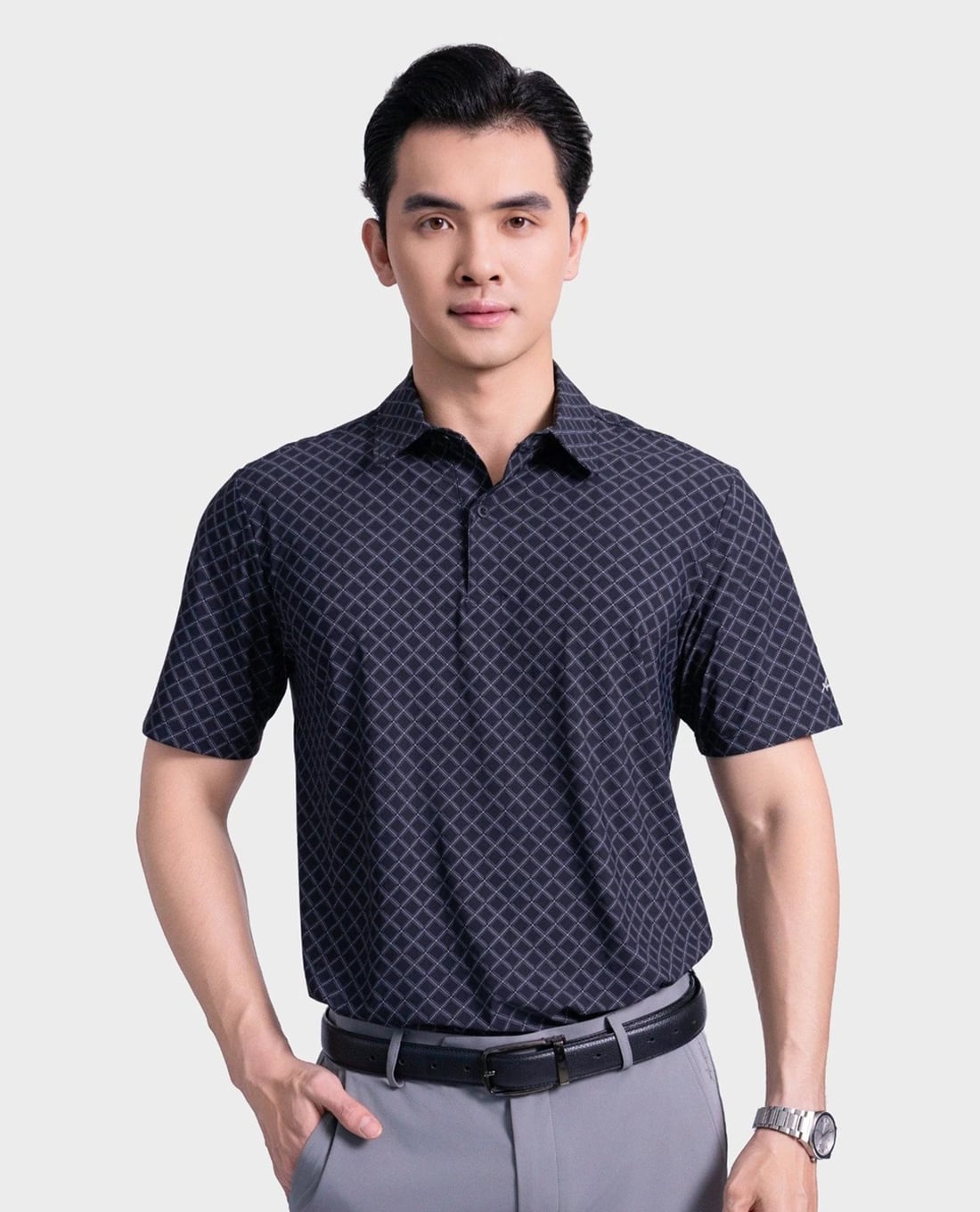 ARISTINO BUSINESS - Áo polo nam cổ bẻ tay ngắn sọc caro