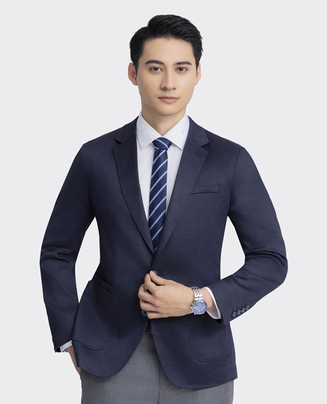 ARISTINO BUSINESS - Áo khoác blazer nam cổ ve tay dài Ramie