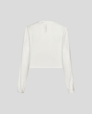  URBAN REVIVO - Áo kiểu nữ cổ tròn tay dài phối ren 