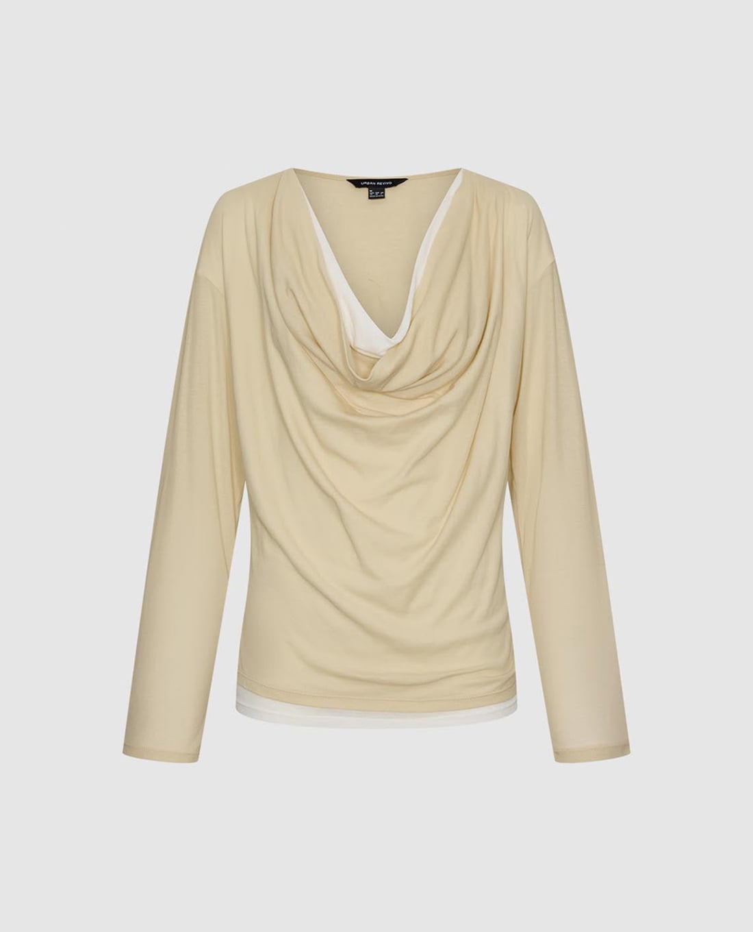 URBAN REVIVO - Áo kiểu nữ cổ đổ phối layer thanh lịch