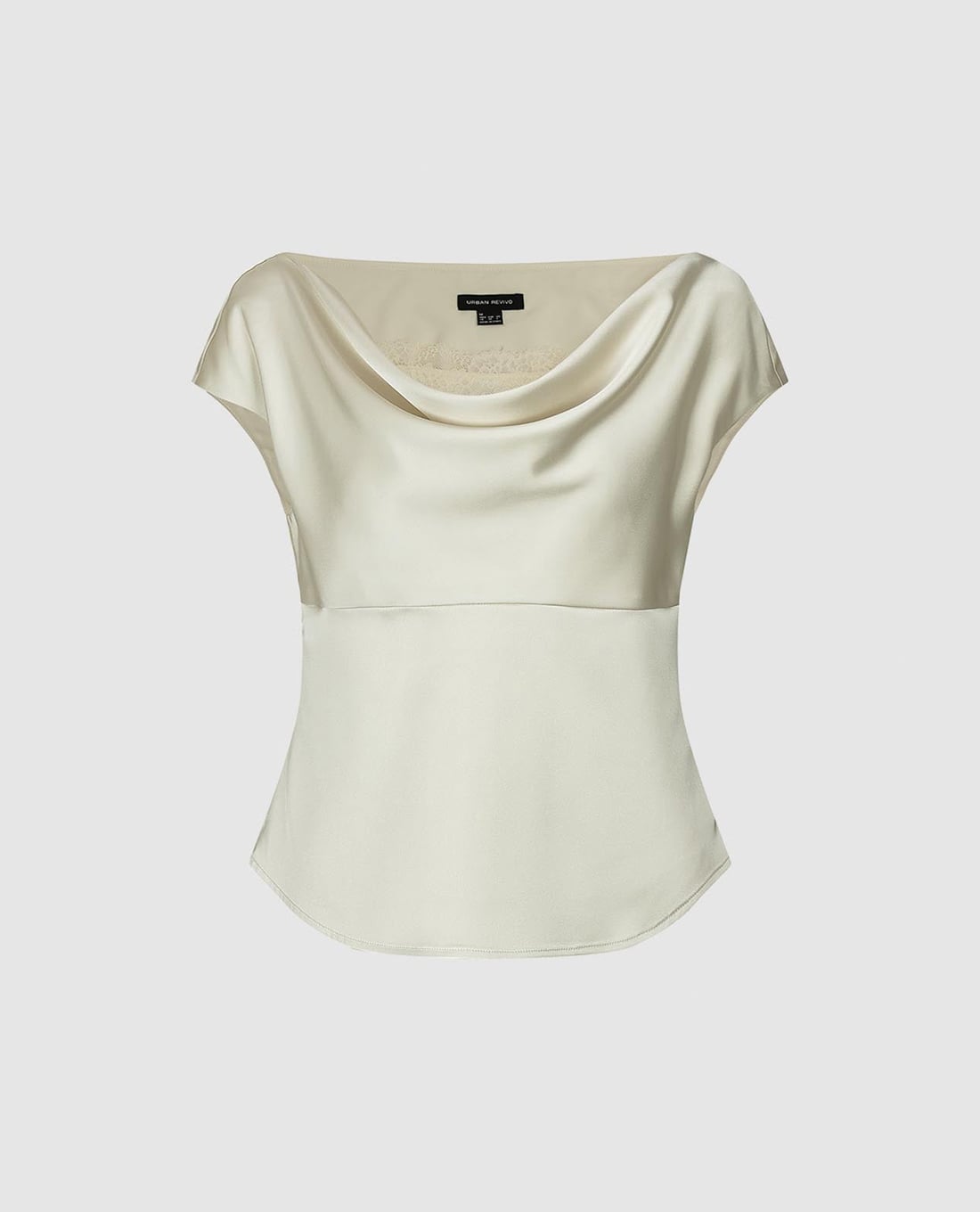 URBAN REVIVO - Áo kiểu nữ cổ đổ tay ngắn nữ tính