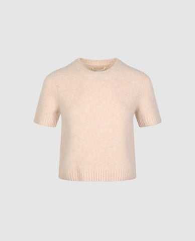  URBAN REVIVO - Áo dệt kim nữ cổ tròn tay ngắn 