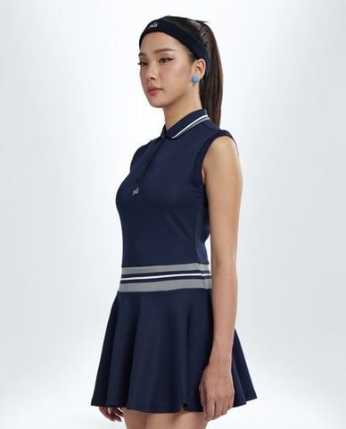  PILI - Đầm thể thao mini sát nách phối viền 