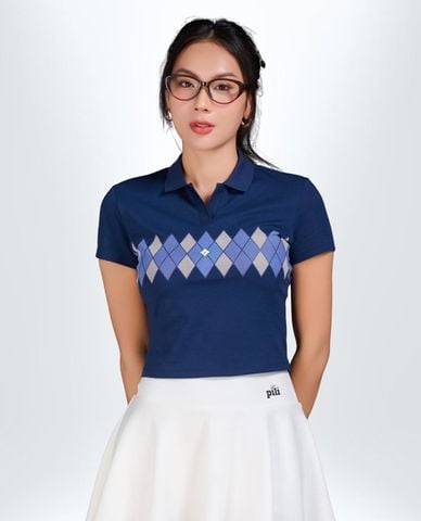  PILI - Áo polo nữ tay ngắn họa tiết quả trám 