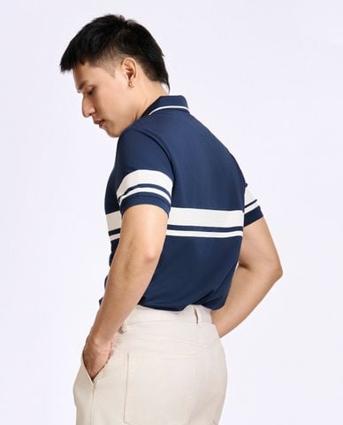  PILI - Áo polo nam cổ bẻ tay ngắn phối sọc 