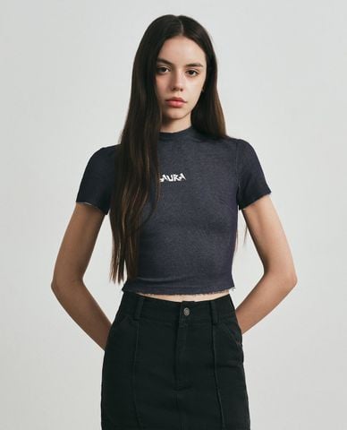  DEZUS - Áo croptop nữ cổ tròn tay ngắn phom ôm Delyra 