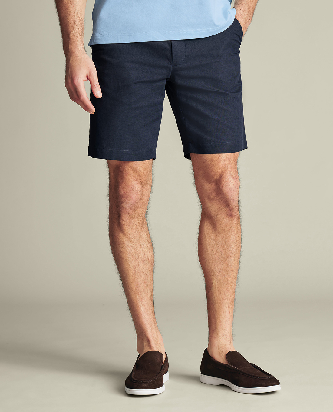 CHARLES TYRWHITT - Quần shorts nam ngang gối Cotton Linen
