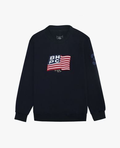  BEVERLY HILLS POLO CLUB - Áo sweater nam cổ tròn tay dài phối logo 