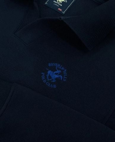  BEVERLY HILLS POLO CLUB - Áo sweatshirt nam cổ bẻ tay dài cổ điển 