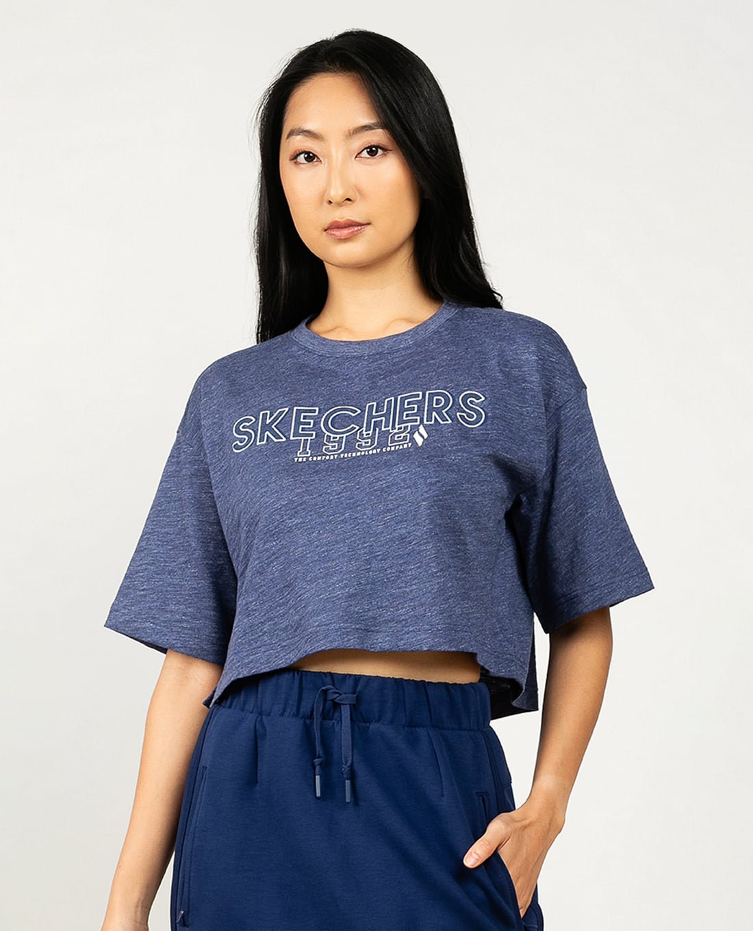 SKECHERS - Áo croptop nữ cổ tròn tay ngắn Authentic