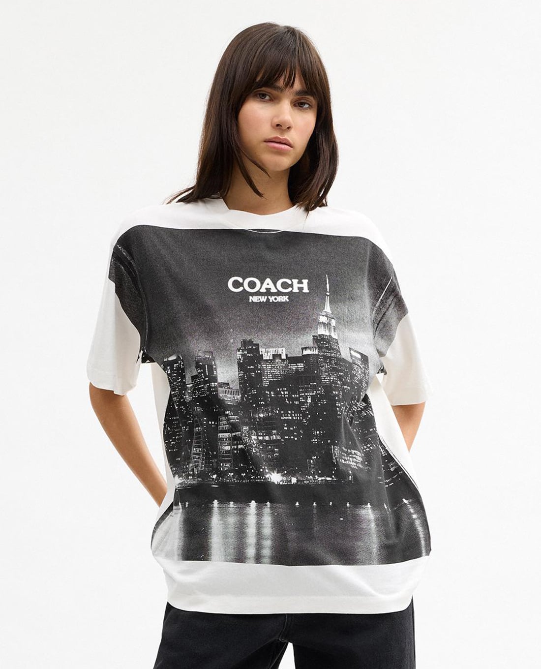 COACH - Áo thun nữ cổ tròn tay ngắn Postcard