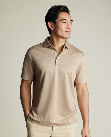  CHARLES TYRWHITT - Áo polo nam cổ bẻ tay ngắn Pure Linen 