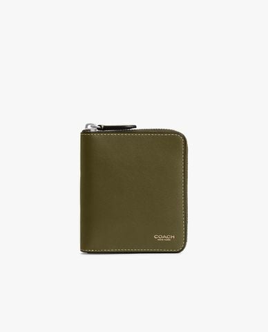  COACH - Ví nam dáng ngắn phối khóa zip 