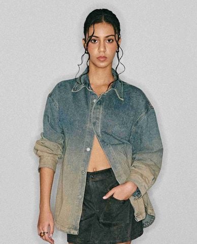  DEZUS - Áo sơ mi denim nữ cổ bẻ tay dài Cosima Demin 