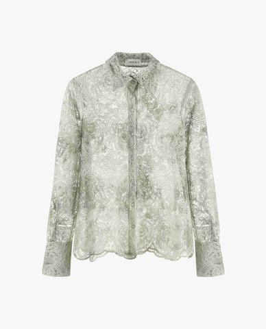  DEZUS - Áo sơ mi nữ cổ bẻ tay dài xuyên thấu Ezam 