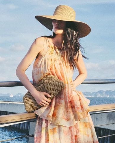  DEZUS - Áo kiểu nữ cổ yếm phối nhún Came Rin 