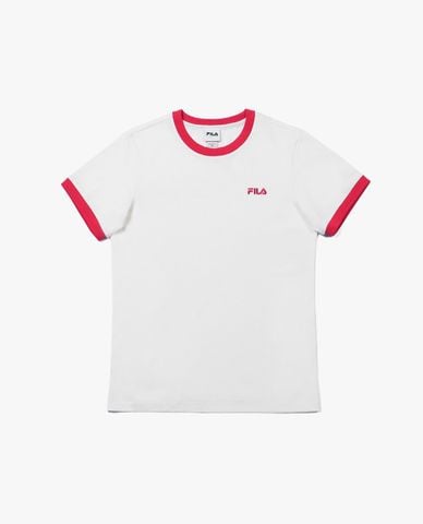  FILA - Áo thun nữ cổ tròn tay ngắn Ringer 