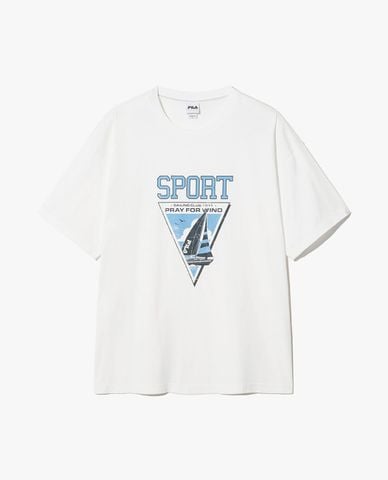  FILA - Áo thun unisex cổ tròn tay ngắn Sailing Vintage 