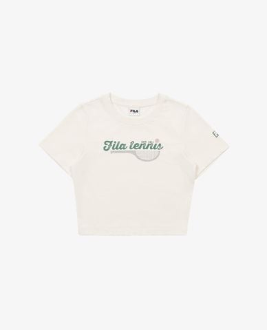  FILA - Áo croptop nữ cổ tròn tay ngắn Tennis Heritage 