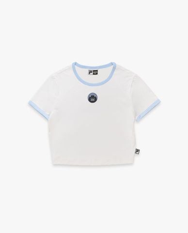  FILA - Áo croptop nữ cổ tròn tay ngắn Fila x Sea Artist 
