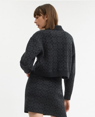  COACH - Áo khoác croptop nữ cổ bẻ tay dài 