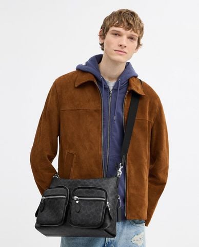  COACH - Túi đeo chéo nam Domino File In Signature Canvas 