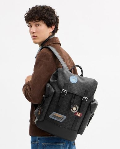  COACH - Balo nam phom chữ nhật nắp gập Hitch 