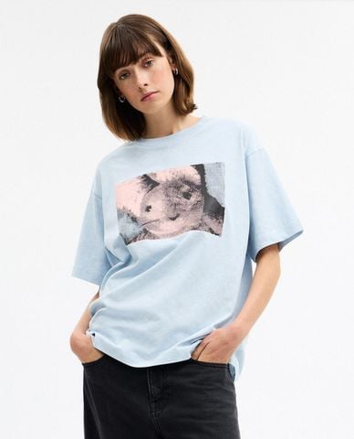  COACH - Áo thun nữ cổ tròn tay ngắn Floppy Signature 