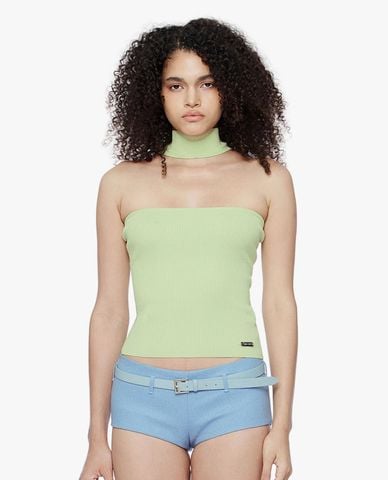  FANCì CLUB - Áo kiểu nữ dệt kim cổ cao phom ôm 