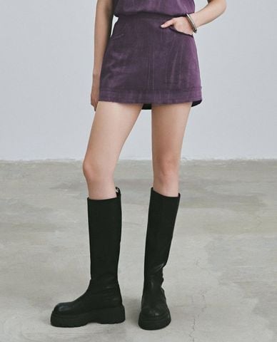  DEZUS - Chân váy chữ A mini phối túi Susan 