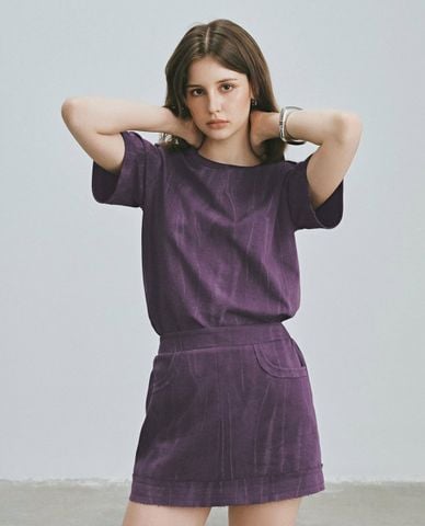  DEZUS - Chân váy chữ A mini phối túi Susan 