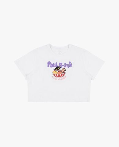  PAUL FRANK - Áo croptop nữ cổ tròn tay ngắn in hình 
