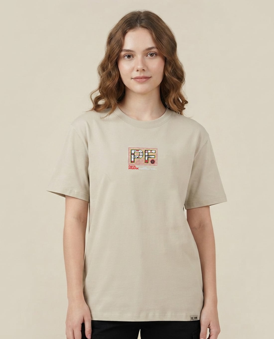 PAUL FRANK - Áo thun unisex cổ tròn tay ngắn in họa tiết