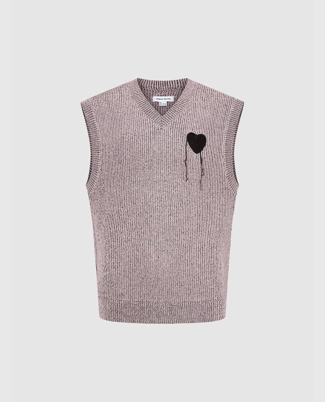 URBAN REVIVO - Áo dệt kim nam sát nách họa tiết trái tim