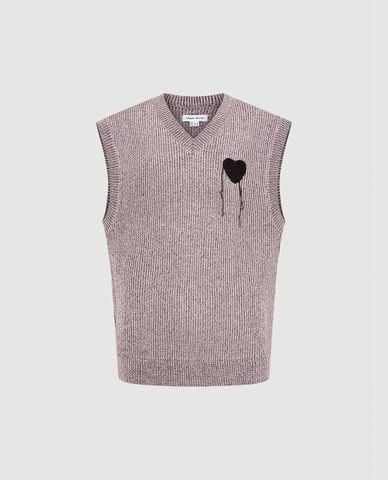  URBAN REVIVO - Áo dệt kim nam sát nách họa tiết trái tim 