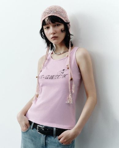  URBAN REVIVO - Áo sát nách nữ cổ tròn in họa tiết 