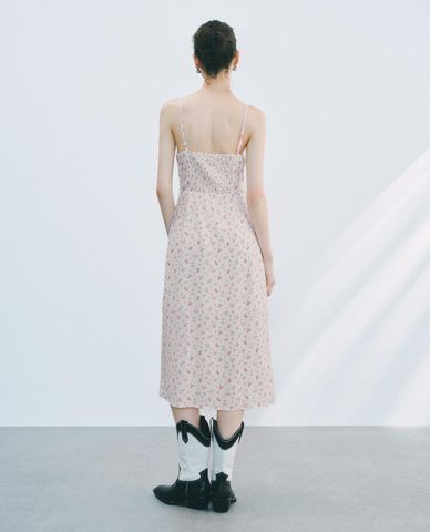  URBAN REVIVO - Đầm hai dây midi phối hoa nhí 