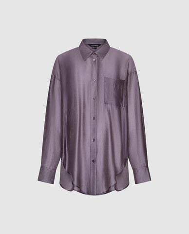  URBAN REVIVO - Áo sơ mi nữ cổ bẻ tay dài phối túi 