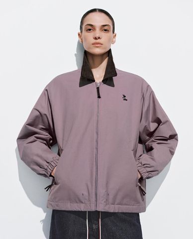  URBAN REVIVO - Áo khoác bomber nữ cổ bẻ khoá kéo 