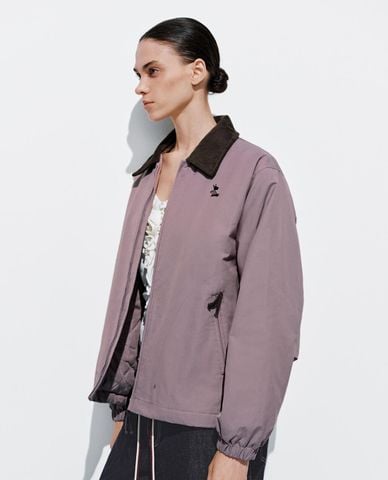  URBAN REVIVO - Áo khoác bomber nữ cổ bẻ khoá kéo 