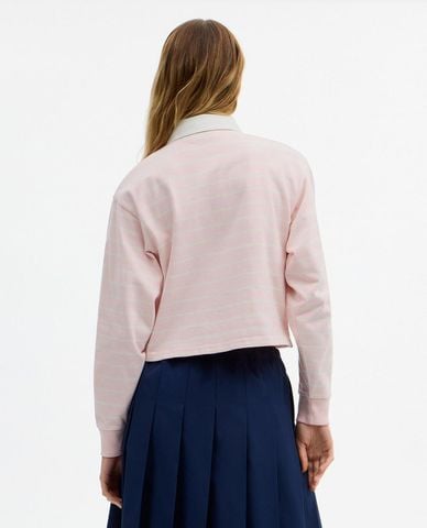  COACH - Áo polo nữ tay dài kẻ sọc Horse And Carriage 