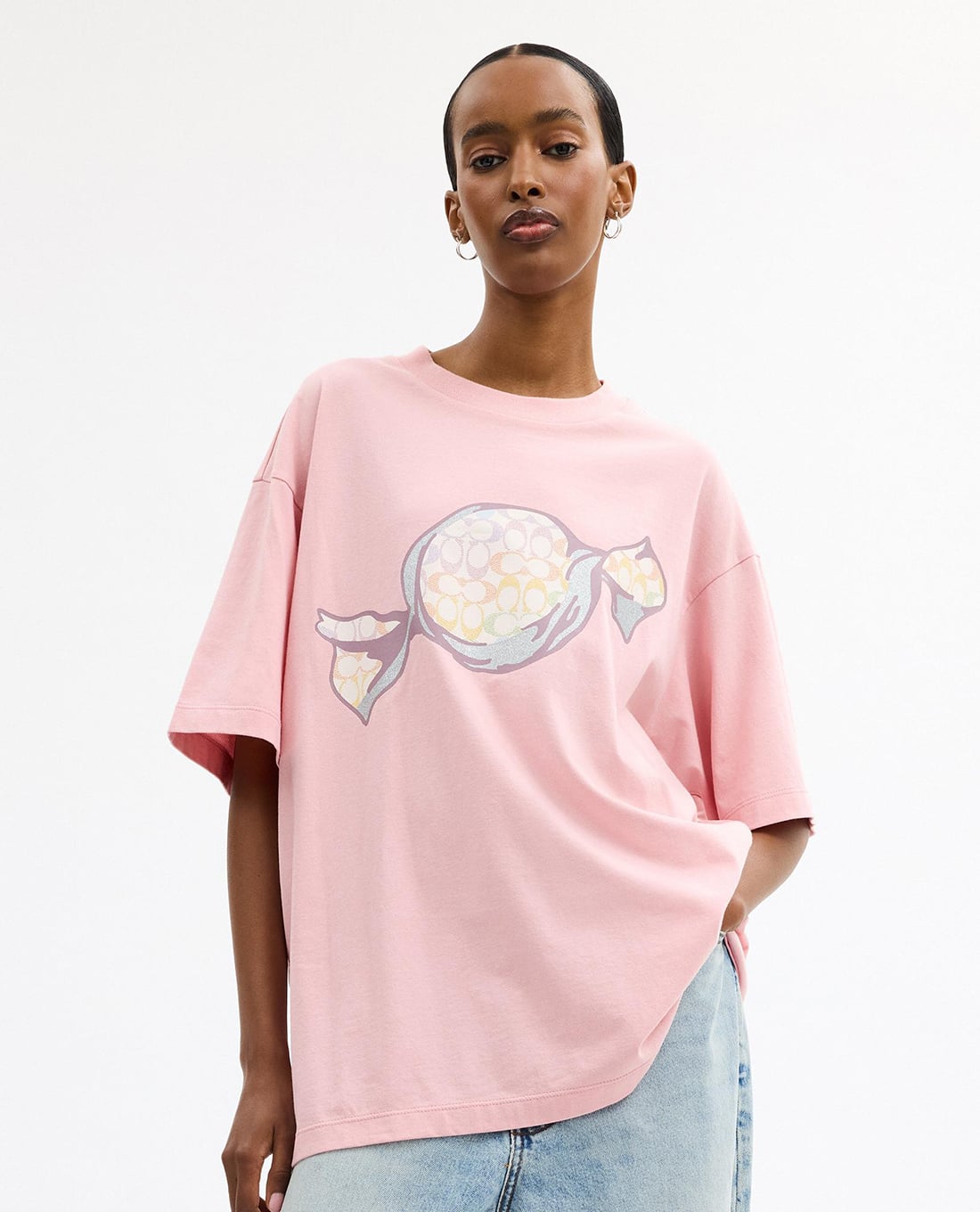 COACH - Áo thun nữ cổ tròn tay ngắn Candy