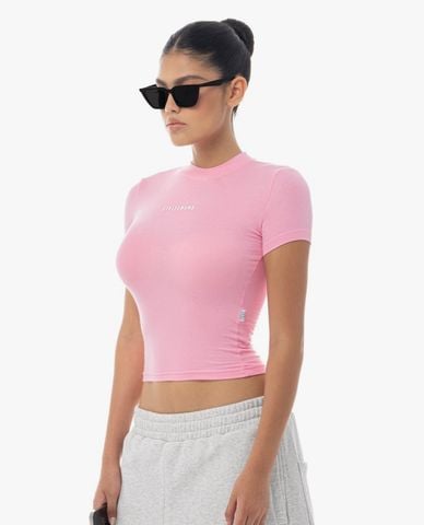  STRESSMAMA - Áo thun nữ cổ tròn tay ngắn phom ôm in logo 