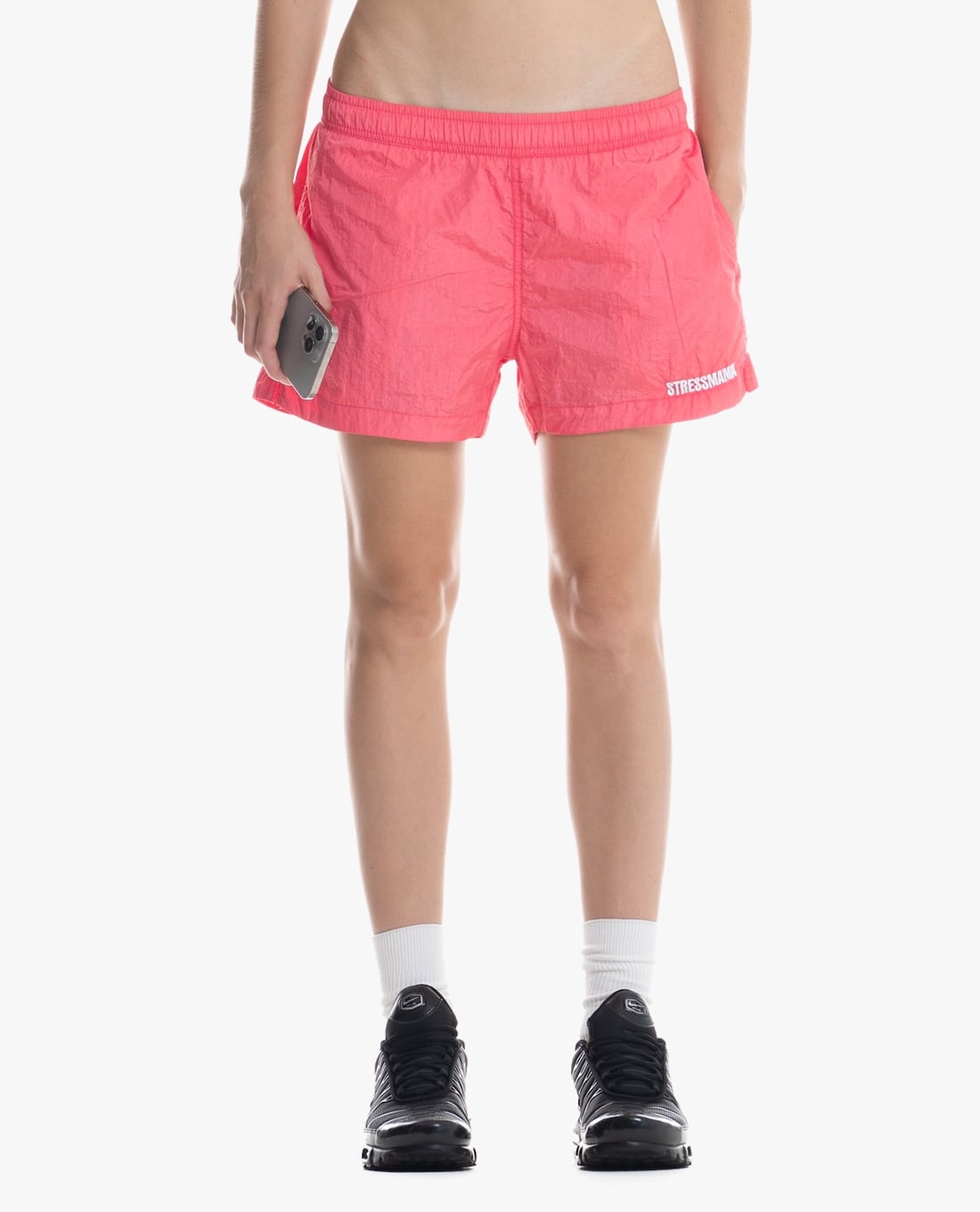 STRESSMAMA - Quần short unisex ống rộng thêu logo