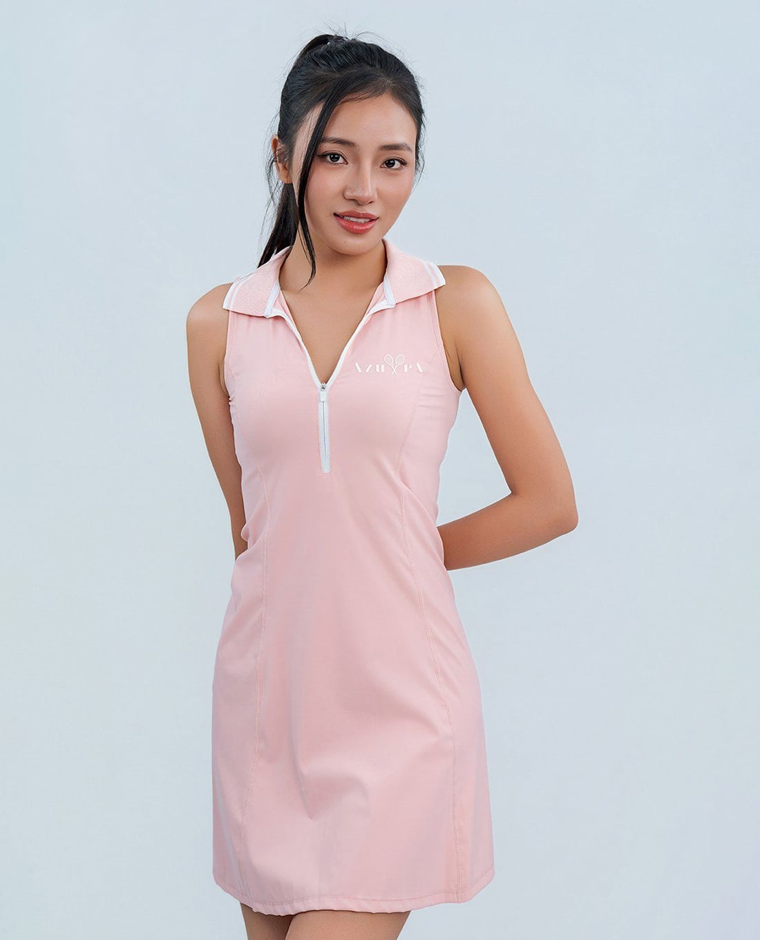 AZURA - Đầm thể thao mini sát nách cổ bẻ Cloud