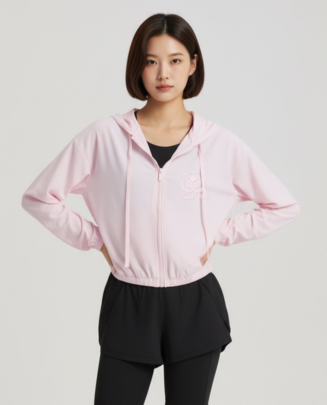 AZURA - Áo khoác gió nữ phối mũ in logo Lumie