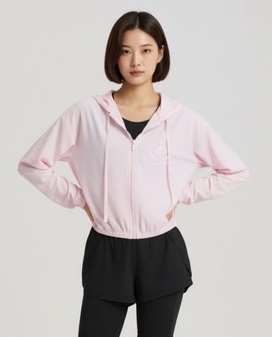  AZURA - Áo khoác gió nữ phối mũ in logo Lumie 