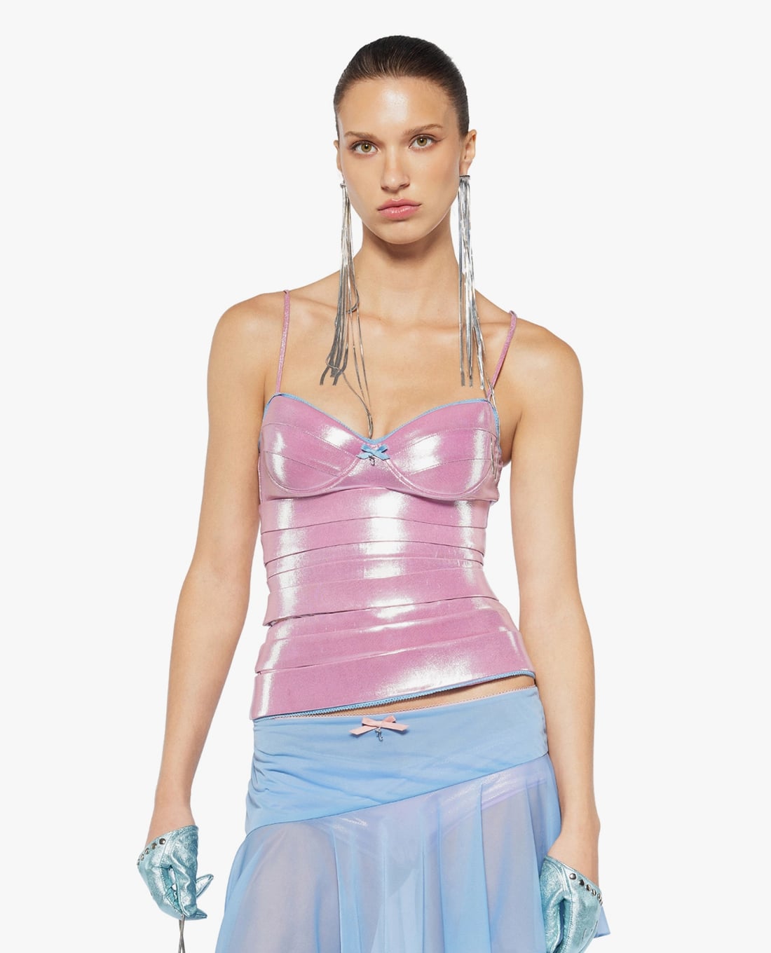 FANCì CLUB - Áo hai dây nữ xếp lớp phối nơ Candice