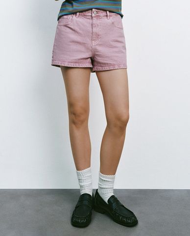  URBAN REVIVO - Quần short jeans nữ cạp cao 
